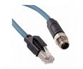 Cordset, M12 Plug - RJ45 Plug, 8 Conductors, 3m, IP67, Teal